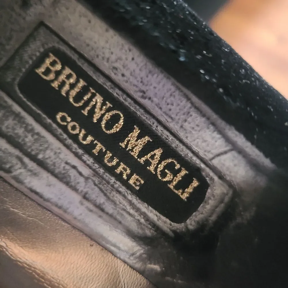 vintage bruno magli couture black velvet rhinestone pumps heels size 9AA - Picture 7 of 9